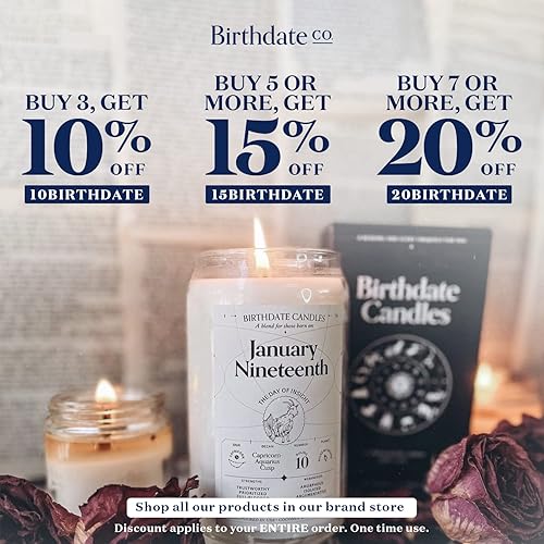 Miniatura 8 de Birthdate Candles, October 28 - Scorpio Zodiac Scented Candles Birthday Gift - Bergamot, Cinnamon & Mahogany Scent - All-Natural Soy & Coconut Wax,