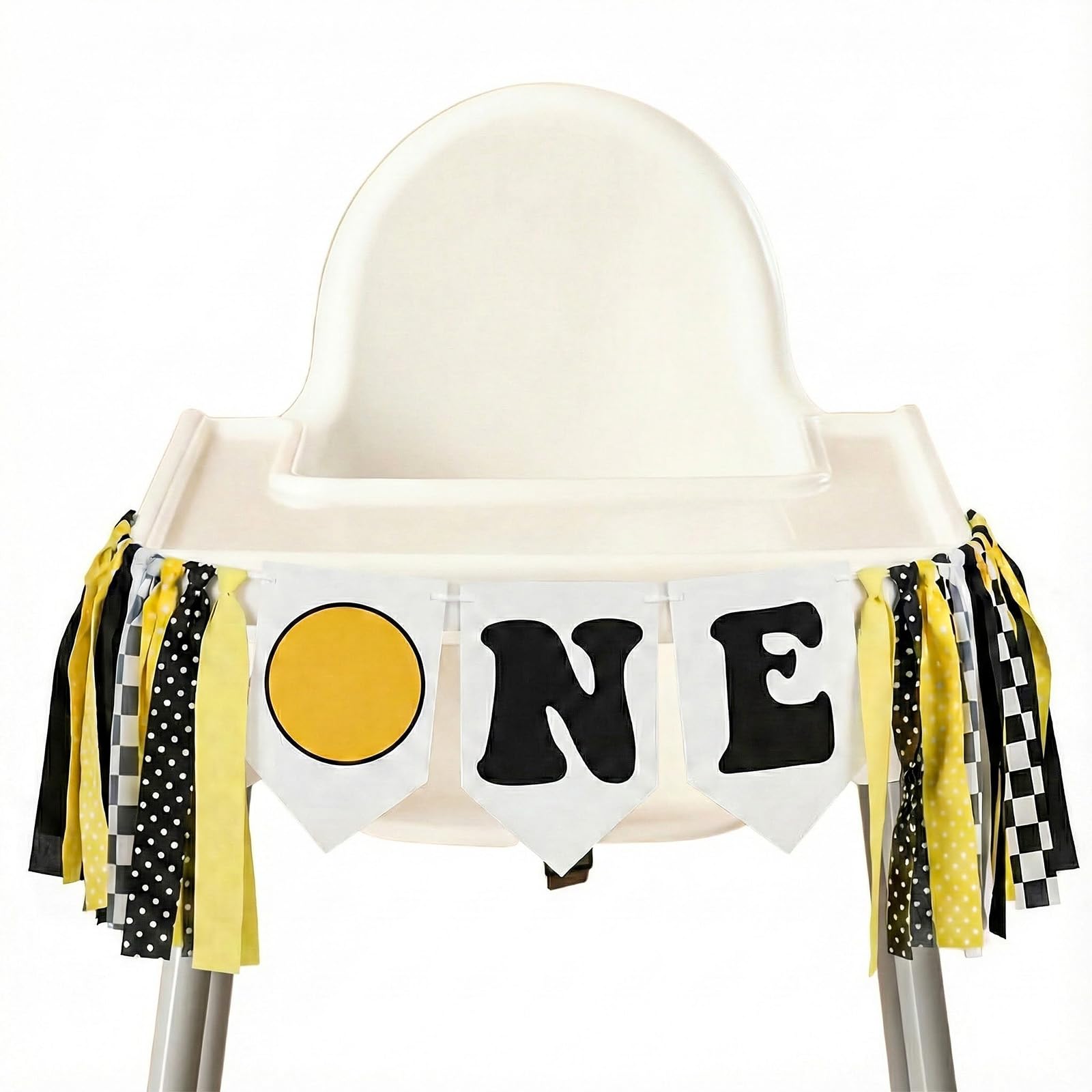 KUANINUNAR One Happy Highchair Banner Boy First Highchair Banner for 1st Birthday Decorations Birthday Banner Decor High Chair Ribbon Birthday Party Decorations Hippie Groovy High Chair Garland