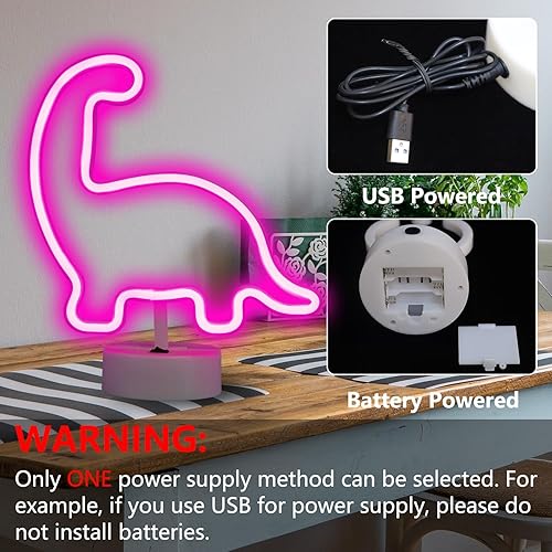 Miniatura 10 de Letreros de neón con forma de dinosaurio, luces LED de neón para decoración de pared, funciona con bateríasUSB, lámpara de barra para el hogar,