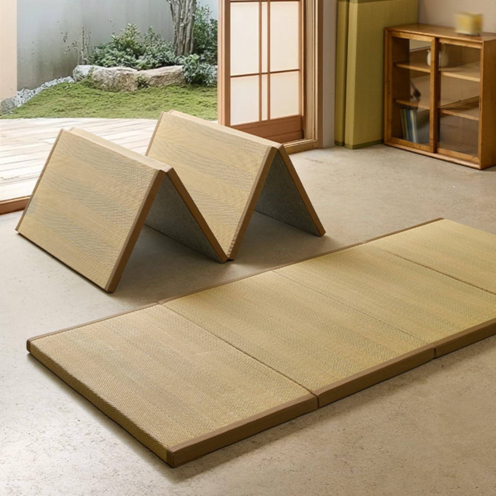 Tatami Mat, colchón japonés plegable con respaldo antideslizante, diseño transpirable, fácil de limpiar, ideal para sala de estar, dormitorio, meditación, yoga y sala de té