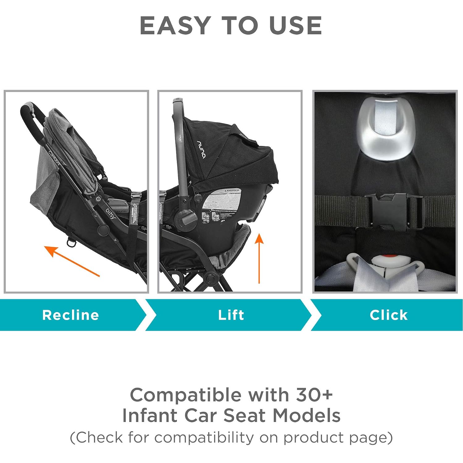 Contours Bitsy Compact Fold Lightweight Stroller for Travel, Airplane Friendly, Adapter-Free Car Seat Compatibility, Granite Grey