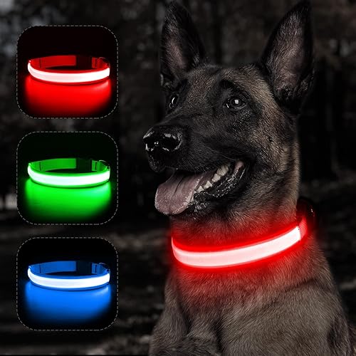 Miniatura 8 de BSEEN Collar para perro con luz LED, recargable, collares reflectantes resistentes al agua para cachorros, con luces navideñas que brillan en la