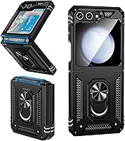Vista 1 de ONOLA Funda para Samsung Galaxy Z Flip 5 con protección de bisagra y soporte magnético de anillo giratorio de 360°, para Samsung Z Flip 5 5G negro