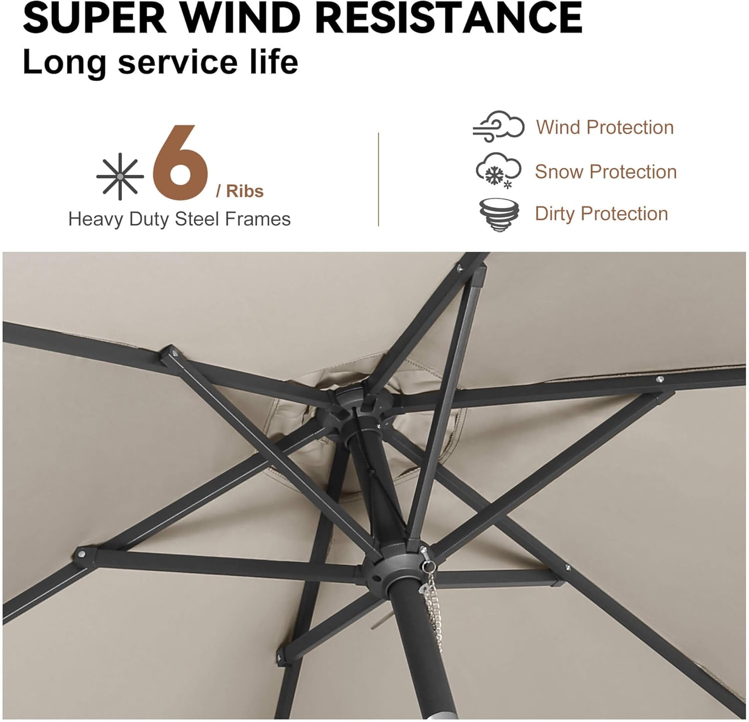 7.5FT Outdoor Patio Umbrella - Table Umbrella Waterprool UV Protection, Sombrillas de Patio with Push Button Tilt, Sun Umbrella for Pool, Porch, Garden, Deck, Backyard (Taupe)