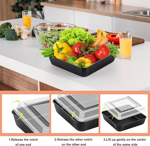 Miniatura 6 de TeamFar Molde para pasteles de 8 pulgadas, molde cuadrado para hornear pasteles y tapa de plástico con núcleo de acero inoxidable y revestimiento