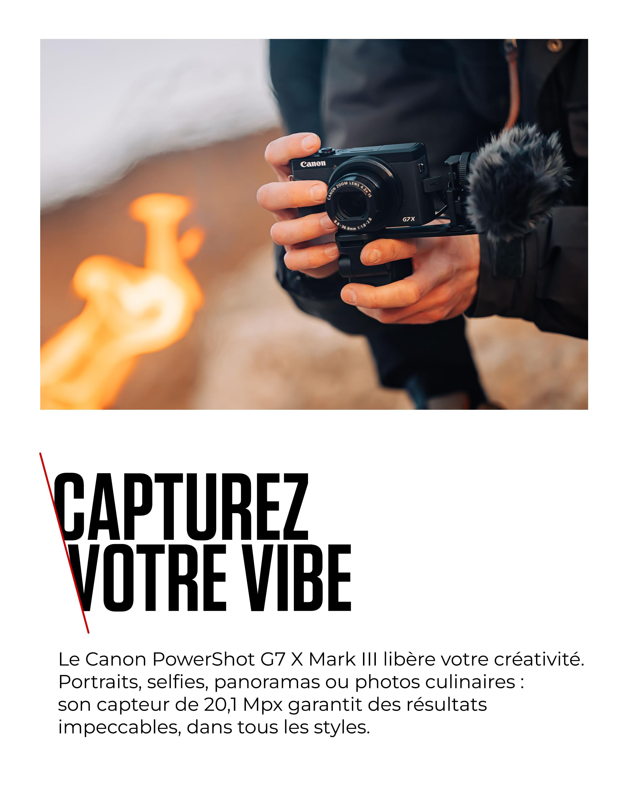 Canon PowerShot G7 X Mark III (Noir) - Appareil Photo numérique avec capteur 1 Pouce et vidéo 4K - Idéal pour Le vlog - Wi-FI et Bluetooth - Adopté par Les Créateurs Nomades