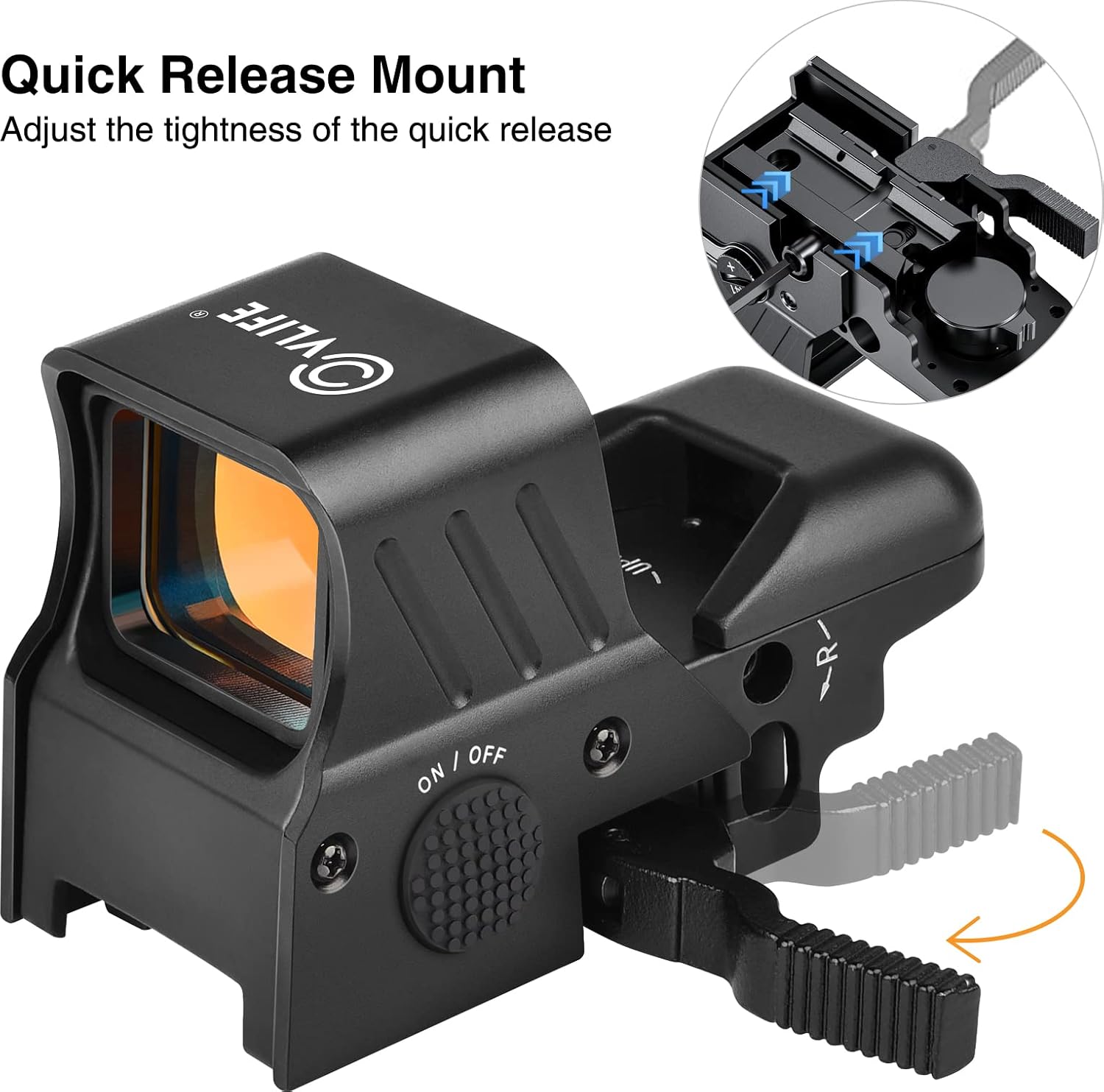 CVLIFE Upgraded Quick-Detach Picatinny Mount for Red Dot Sight,Multiple Reticle System Open Reflex Sight, 33mm Wide Objective Diameters Red Dot Optics with Fully Multi-Coated Lenses.