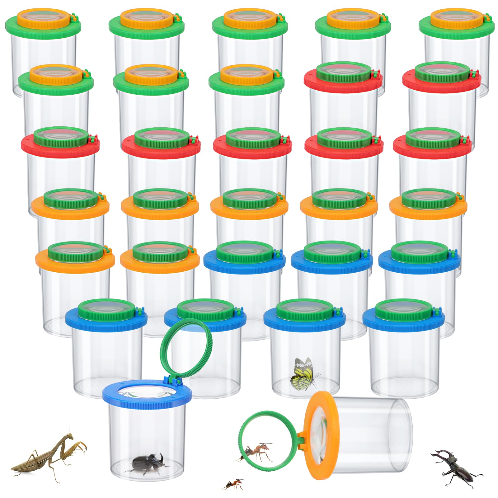 Magnifying Insect Cage Insect Magnifier Jars ZENFUN 40-Pack With Magnifier Lids - Insect ...