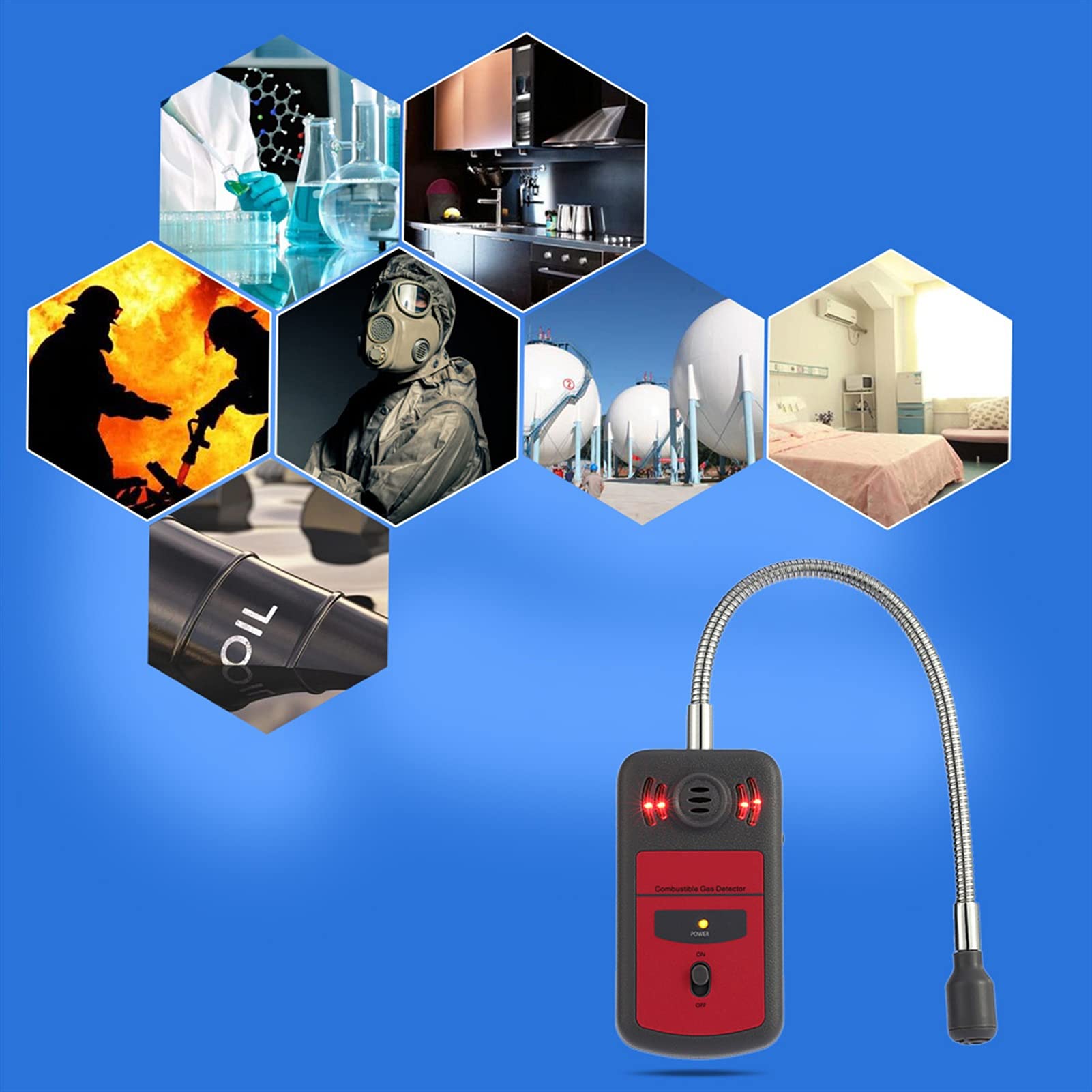Detector de gas combustible digital LCD, ubicación de fuga de gas para automóviles, analizador de gas con alarma de luz de sonido