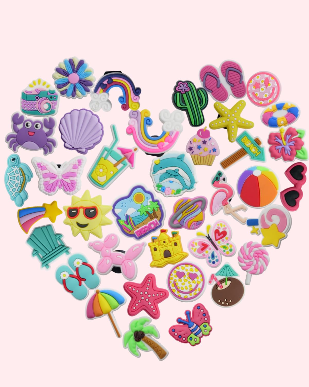 Shoe Charms for Decorations, 40 Pcs Cute Shoe Charms Summer Beach DIY Sandal Shoes Accessories for Women Men Gift Favors - 4