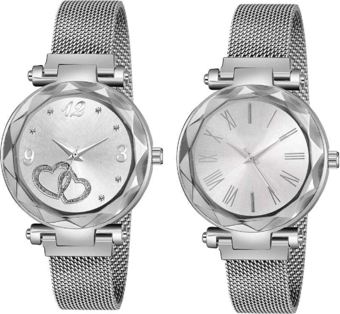 KIARVI GALLERY Silver Dial Designer Combo Magnetic Strep Analog Combo Watch for Girls and Women(Pack of 2) (B08Y6XGPCL) Amazon Price History, Amazon Price Tracker