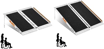 Bundled Portable Wheelchair Ramp 2FT 3FT, Anti-Slip Aluminum Folding Handicap Ramp Wheel Chair Ramp for Home Steps Wheelchair Ramps for Home Entrance Threshold Doorways Stairs Curbs Scooter
