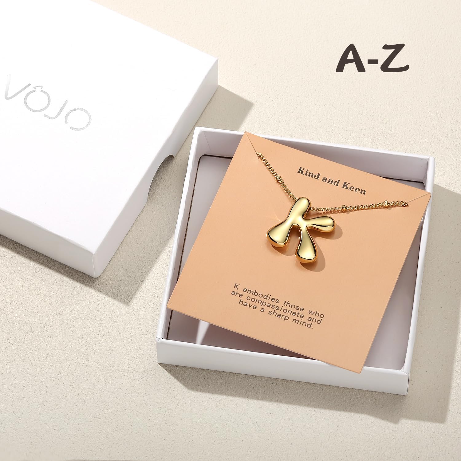 VOJO Bubble Letter Necklace for Women Initial Trendy Pendant Necklaces Jewelry,14k Gold Plated Balloon Chunky Letters Charm for Women - Image 7