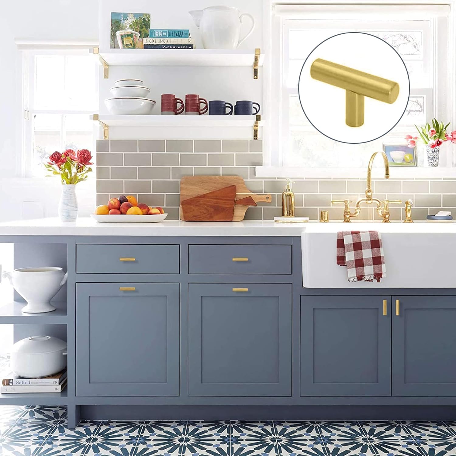 10pcs T Shaped Handle, Set of Gold Single Hole Cabinet Handles for Drawers, Cabinets, Shoe Cabinets, Cabinets, Cabinets, Bedside Cabinets etc 5cm (Gold)