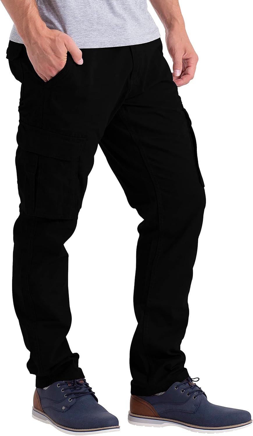 WESTACE Mens Cargo Pants Casual Regular Fit 100% Cotton Multi Pockets Outdoor Hiking Security Work Pants Sizes 32W-44W