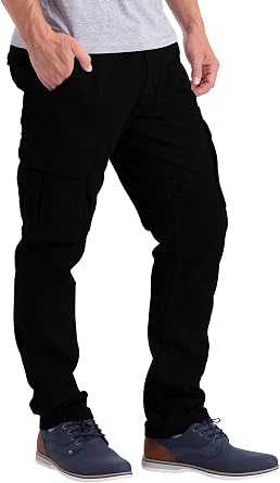 WESTACE Mens Cargo Pants Casual Regular Fit 100% Cotton Multi Pockets Outdoor Hiking Security Work Pants Sizes 32W-44W