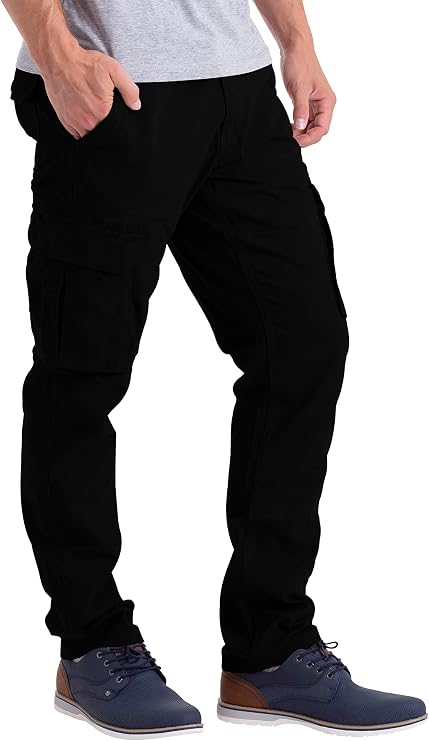 WESTACE Mens Cargo Pants Casual Regular Fit 100% Cotton Multi Pockets Outdoor Hiking Security Work Pants Sizes 32W-44W