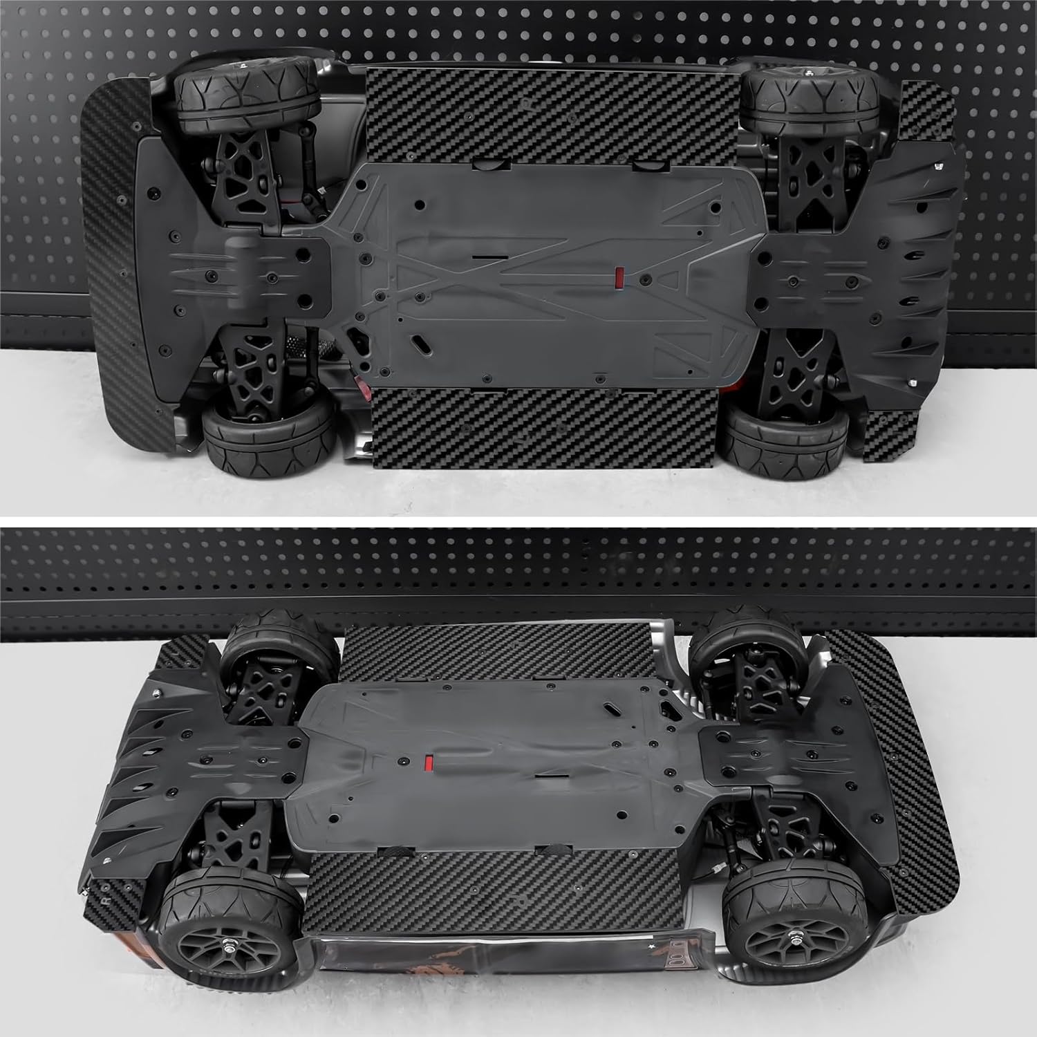 RCLIONS 1set Carbon Fiber Front&Rear Splitter,Chassis Widening Side Skirts for ARRMA Infraction BLX 3S 1/8 Racing Car Upgrade Parts (Silver)