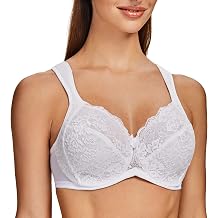 MELENECA Womens Floral Lace Non-Padded Minimizer Full Coverage Underwire Bra