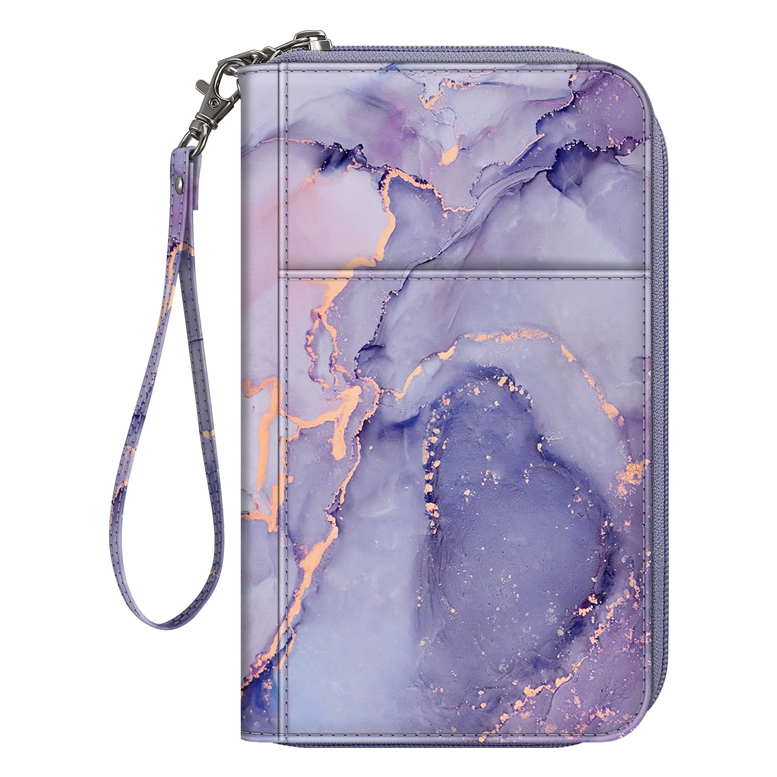 FINTIE Passport Holder Travel Wallet for Family, RFID Blocking Travel Document Organizer Clutch Bag for Passports, Business Cards, Credit Cards, Boarding Passes, Lilac Marble
