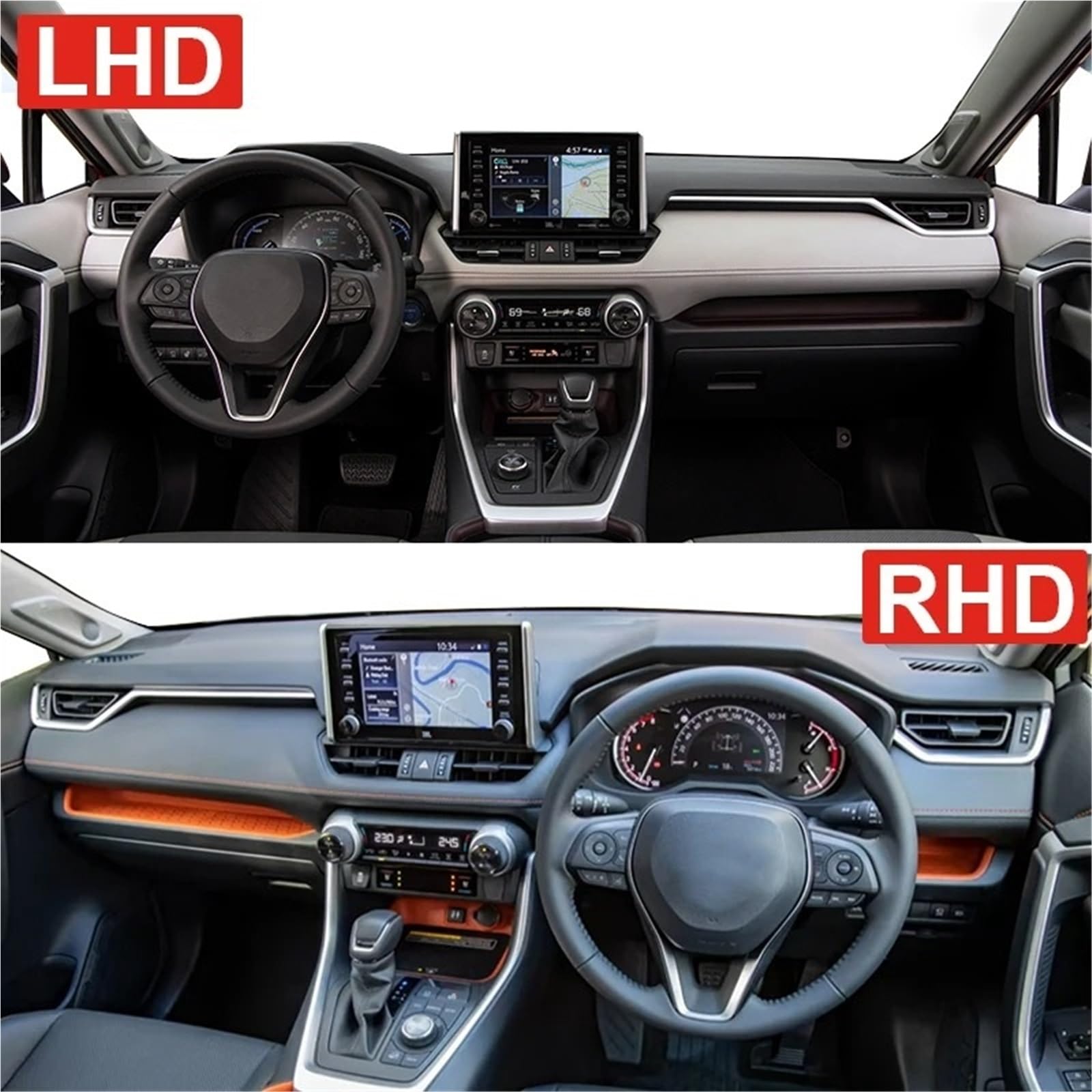 Cubierta Tablero Para Toyota Para RAV4 2019-2024 Para RAV 4 XA50 Auto Híbrido Alfombrilla Tablero Parasol Cubierta Escritorio Instrumentos Cubierta Salpicadero(B Black LHD)