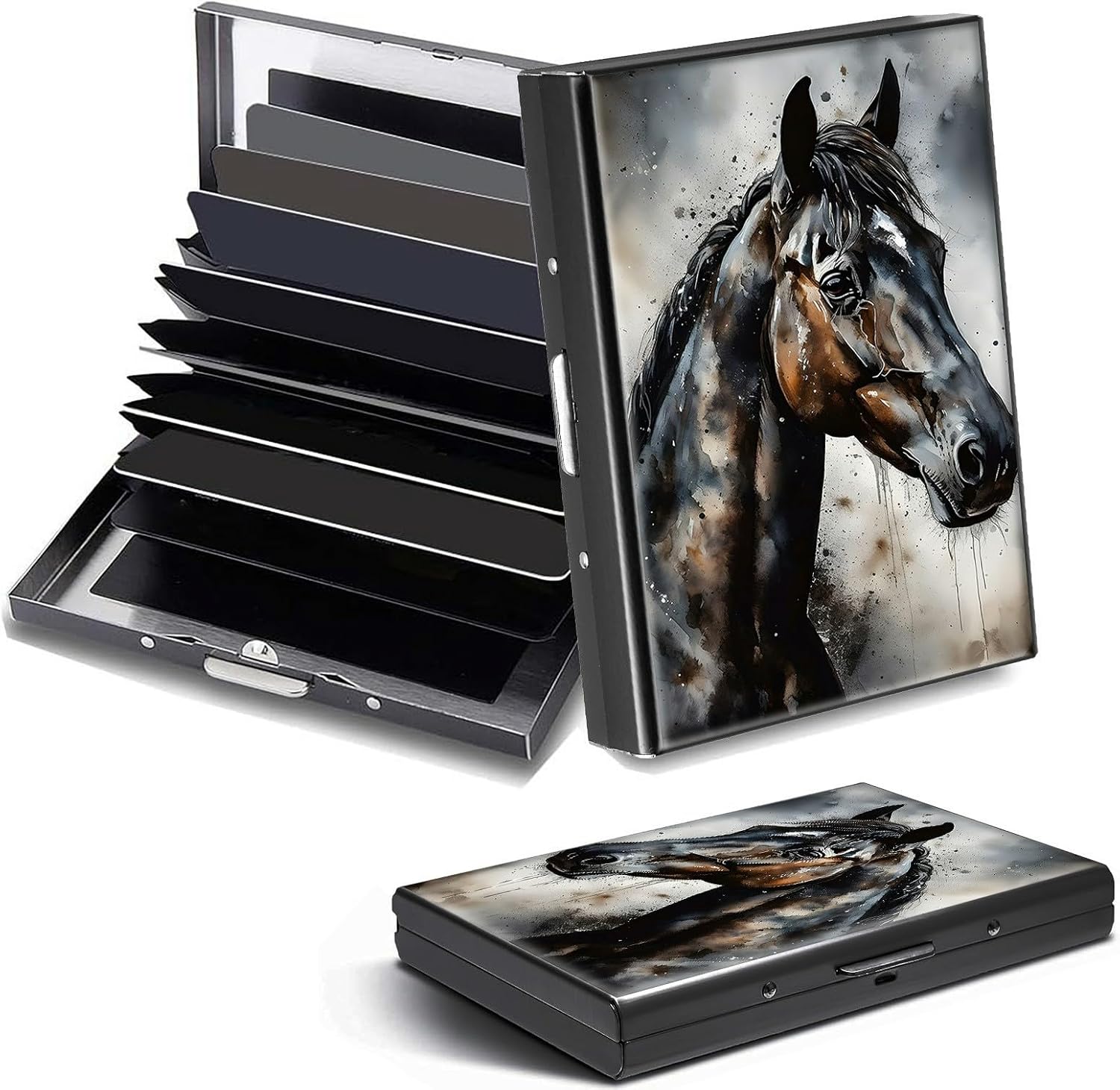 Credit Card Holder, American Flag Butterfly Design Mini RFID Blocking Aluminum Wallet Slim Metal Hard Case Shell Travel Wallet ID Case Small Credit Cards Case Business Cards for Women Men
