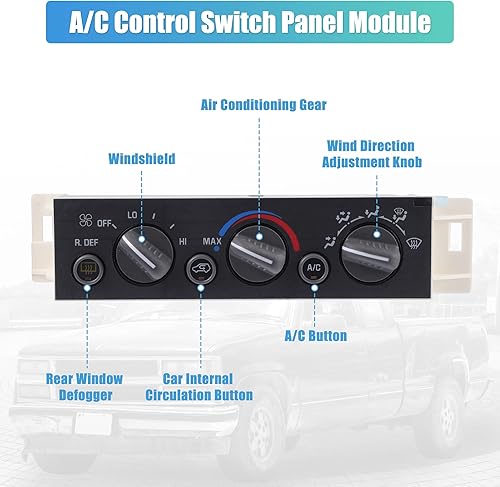 Miniatura 5 de X AUTOHAUX Interruptor de panel de control climático HVAC AC 16231165 para Chevy C1500 C3500 Tahoe para GMC K1500 K2500 Yukon para Cadillac Panel de
