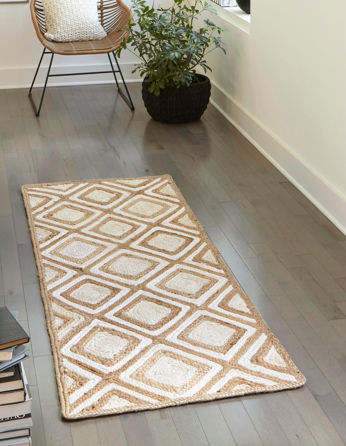 Tapis en jute tressé main anti-usure pour couloir et sol de bureau 61x183