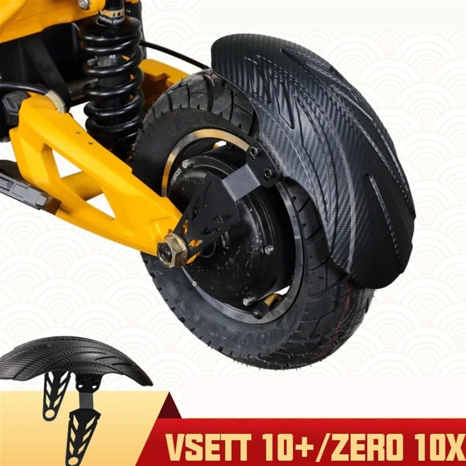 Garde-boue universel en fibre de carbone, for VSETT 10+, for MUKUTA 10 Plus, for ZERO 10X, for KAABO Mantis, aile de garde-boue de Scooter électrique de 10 pouces Garde-boue pour trottinette él