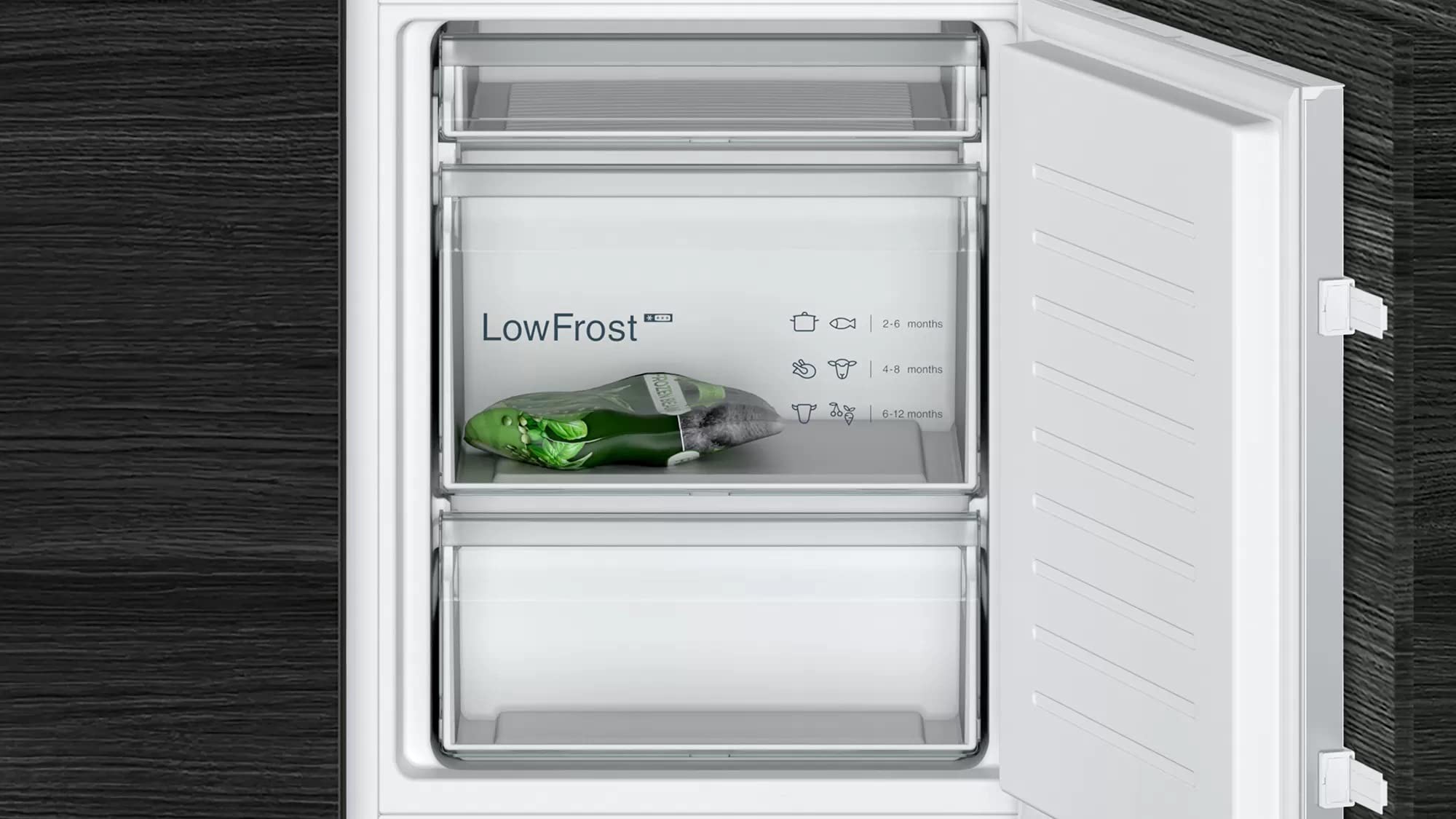 Siemens KI86VVSE0 iQ300 - Frigorífico y congelador empotrable, fabricado en Alemania, 229 kWh por año, 183 L, sistema de frescor HyperFresh, menos formación de hielo, iluminación interior LED, bigBox