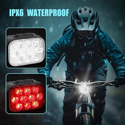 Miniatura 6 de BUCKLOS Luces de bicicleta delanteras y traseras para conducción nocturna, 10 LED ultra brillantes, 8+9 modos USB recargable faro y luz trasera,