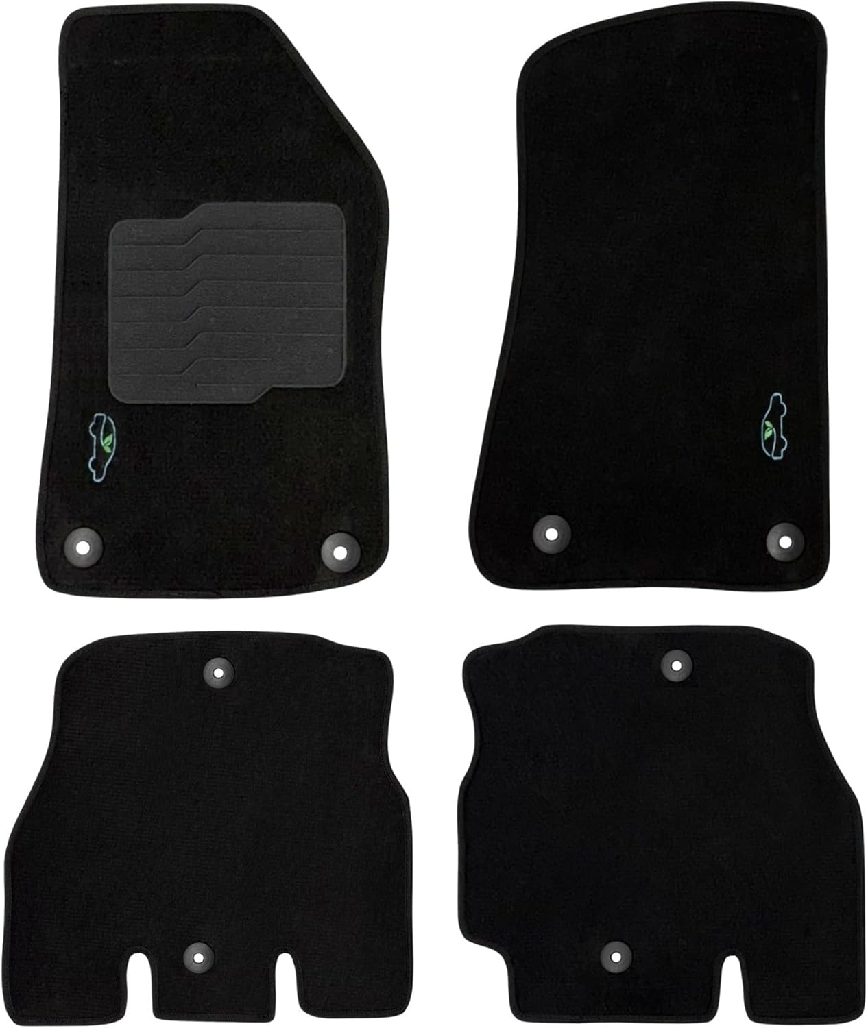 ecoMats Carpet Floor Mats for 2018 to 2026 Jeep Wrangler JL 4-Door Models with Driver Anti-Slip Heel Pad and Safety Locks, Front and Rear, Black (Not for JK/Not PHEV/Not 2-Door)