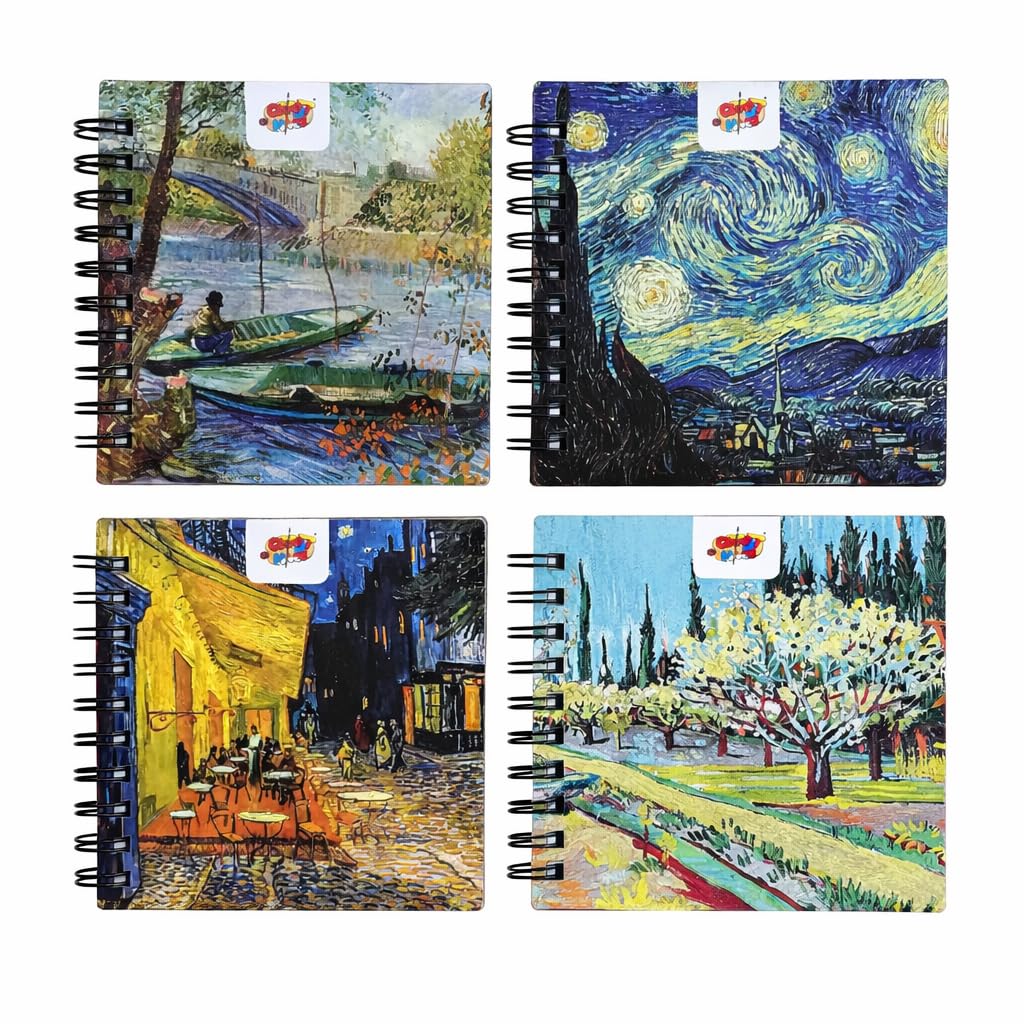 Van Gogh Theme Pocket Sketchbook Set of 4 – Wooden Cover