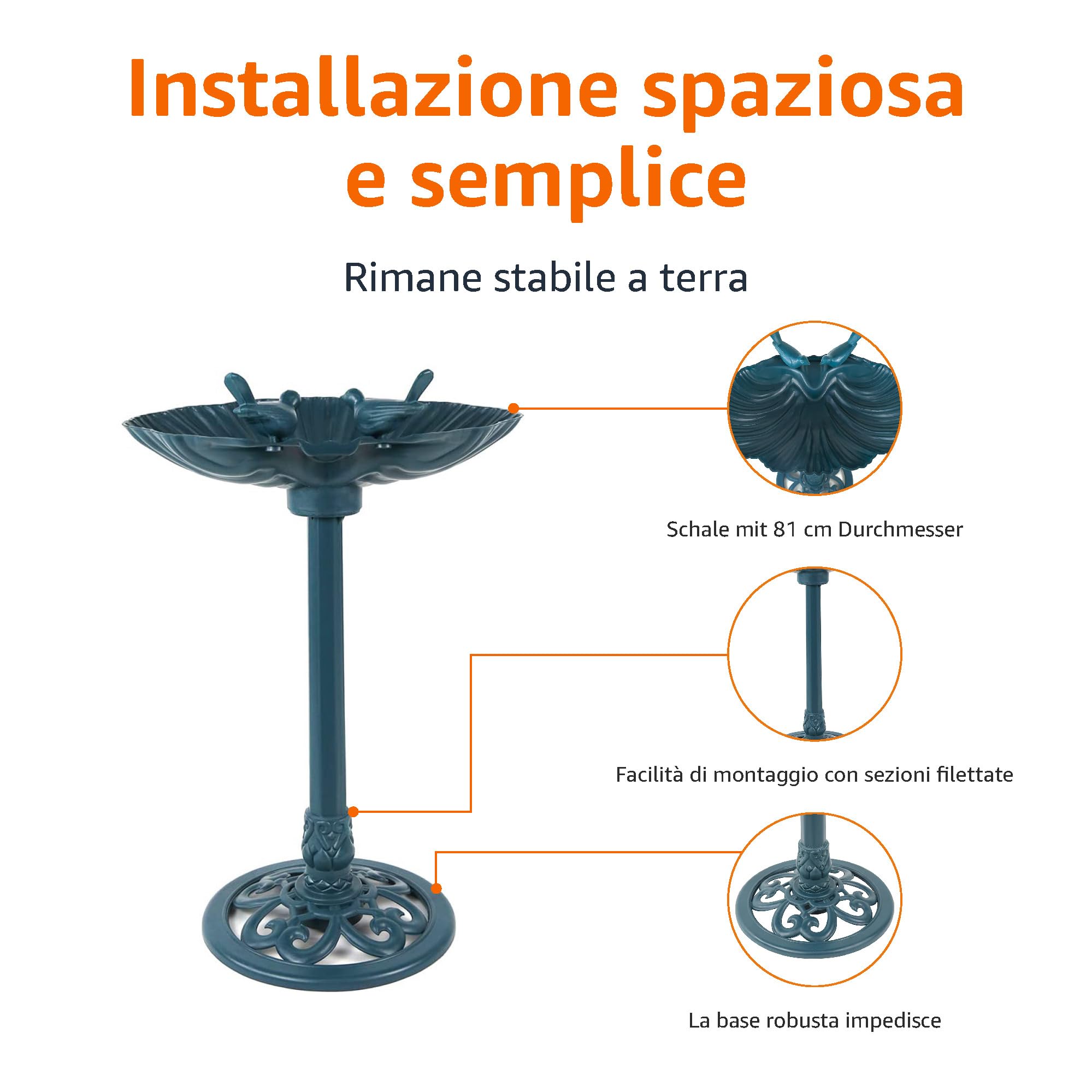 Amazon Basic - Vaschetta per uccelli, 81 cm - Verde
