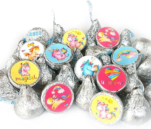 Etiquetas de unicornio para Hershey's Kisses Chocolates – Calcomanías de cumpleaños para baby shower – Juego de 240