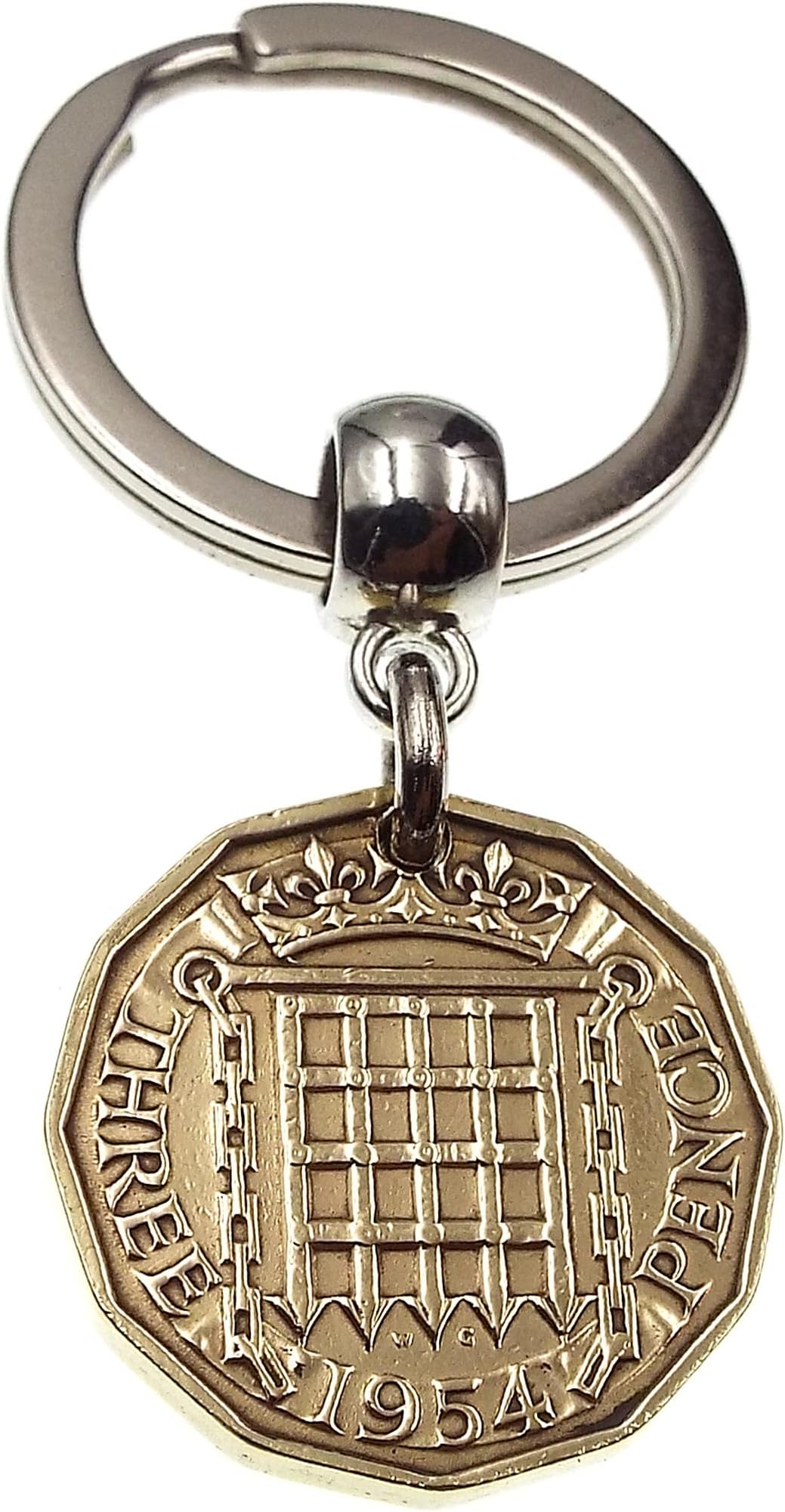 1954 Brass Threepence Three Pence Coin Keyring