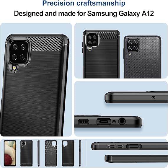 Case for Samsung Galaxy A12, Slim Fit Phone Cover, Black