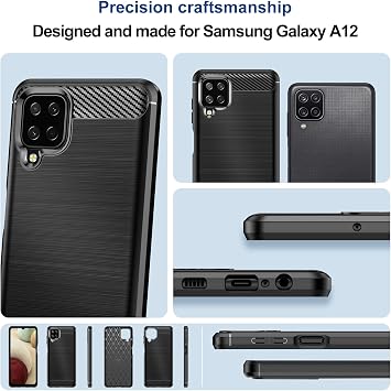Case for Samsung Galaxy A12, Slim Fit Phone Cover, Black