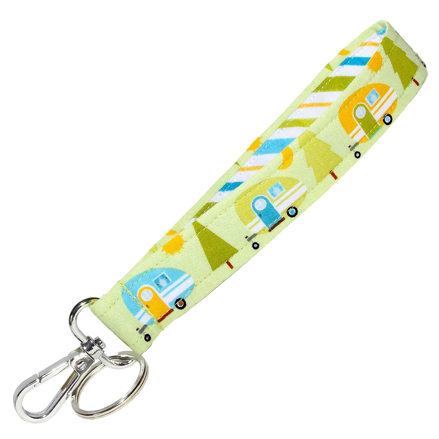 Camping Key Fob Strap Camper Keychain Green Teardrop