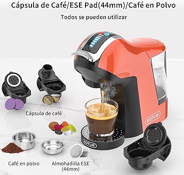 19Bar 5en1 Máquina de Café Espresso Multicápsulas para Nespresso/Dolce Gusto/MIO y Cápsulas de Café Molido/ESE EM-308A Naranja1