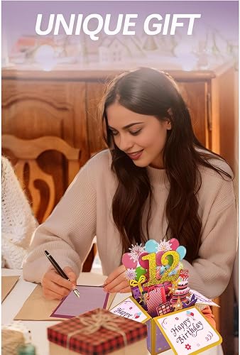 Miniatura 5 de Tarjeta de regalo de feliz cumpleaños 3D, tarjetas de felicitación de cumpleaños desplegables de papel con tarjeta en blanco y sobre, regalo único
