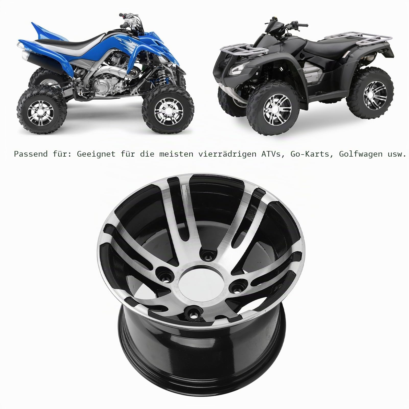 SIXRUN ATV-Felge aus Aluminiumlegierung, 10 Zoll, Universell, Kompatibel mit ATV, Go-Kart, Golfwagen, mit Hoher Festigkeit und Schickem Design (Hinterrad)