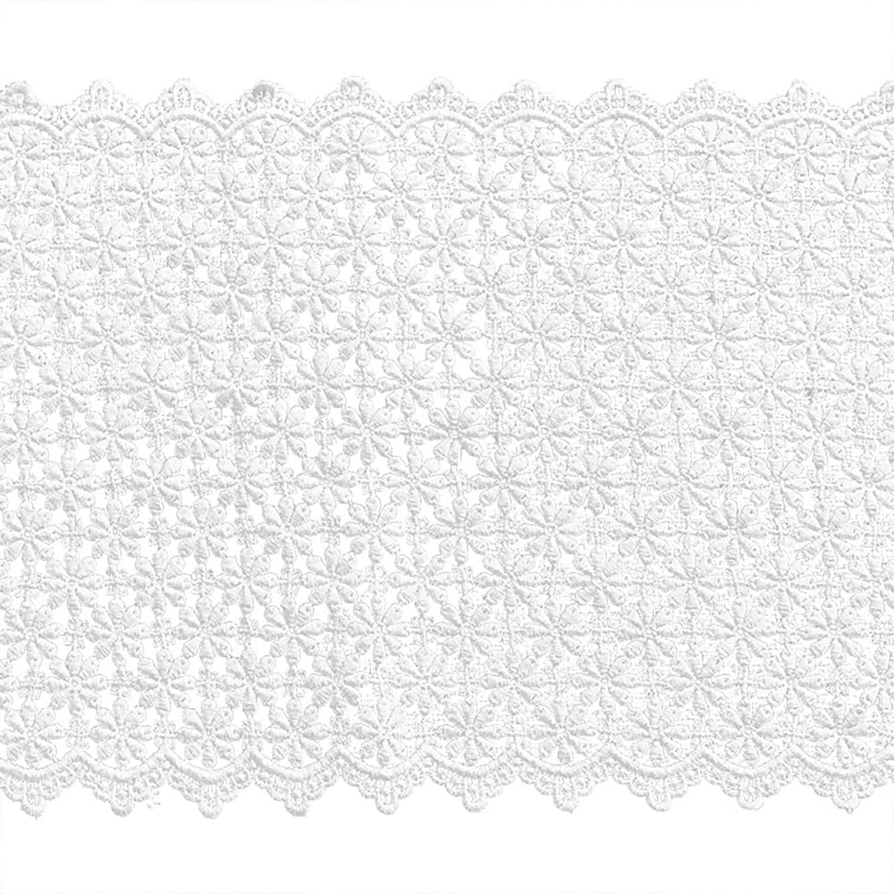 Cinta de encaje de algodón de 20 cm ancho de flores bordadas para costura de vestido y cojines