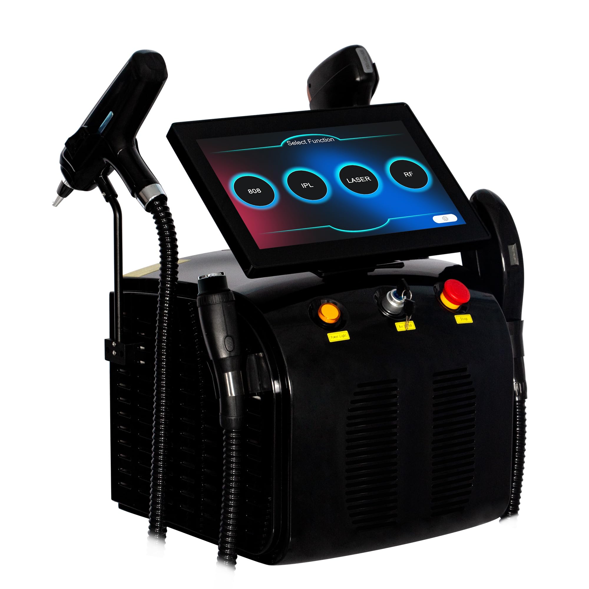 Macchina Epilazione Laser a Diodo 808nm 4 in 1 Salone | Piattaforma multi manipolo per epilazione, servizi IPL con filtri e trattamenti estetici RF in salone