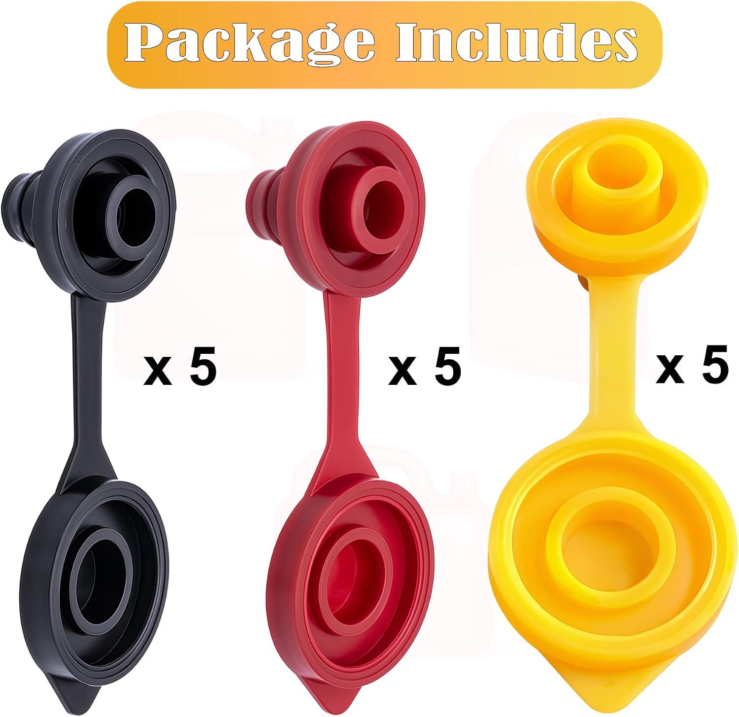 15 PCS Small Universal Can Vent Cap, Compatible for Most of The Cans Old Style Water Gas Jug (Black & Yellow & Red)
