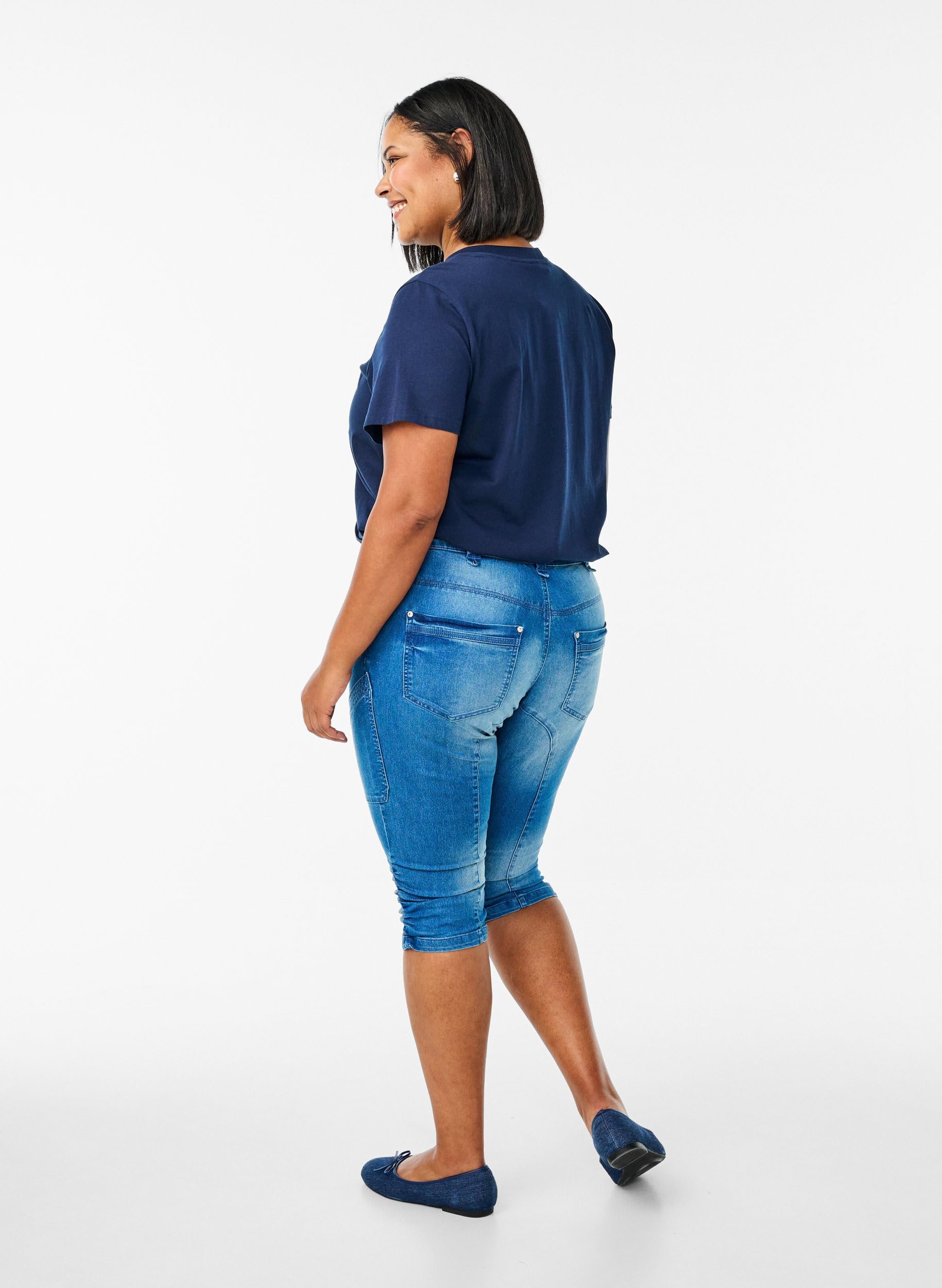 Zizzi Jean capri pour femme - Coupe ajustée - Grandes tailles - Taille 42-60
