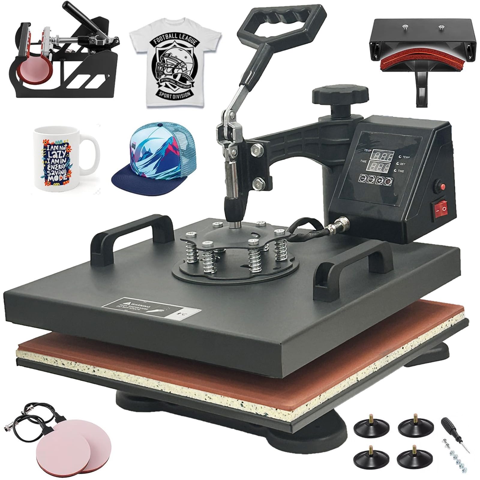 Machine de sublimation 5 en 1 avec presse à chaud 30x38 pour mug et t-shirt