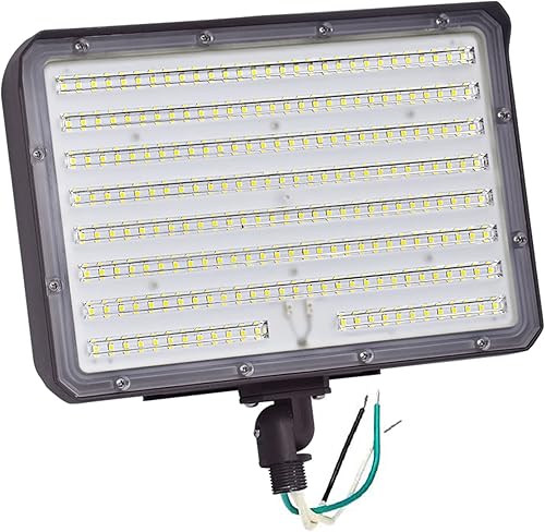 Luz de inundación LED de 150 W para exteriores, luz diurna de 5000 K, 21000 lm, AC100-277 V, montaje ajustable de 12" en nudillos, control de