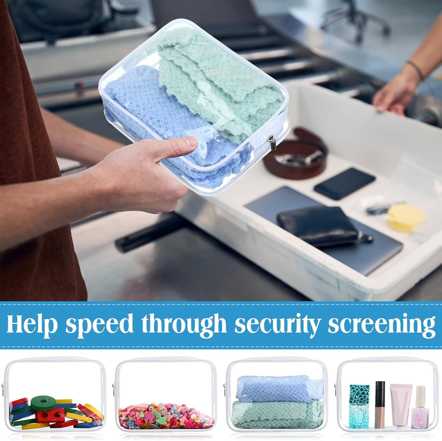 Sanwuta 100 Pcs Clear Makeup Bags Bulk Tsa Approved Toiletry Bag for Travel Transparent Cosmetic Bag PVC Waterproof Travel Small Pouches with Zipper for Men and Women(White) - Image 5