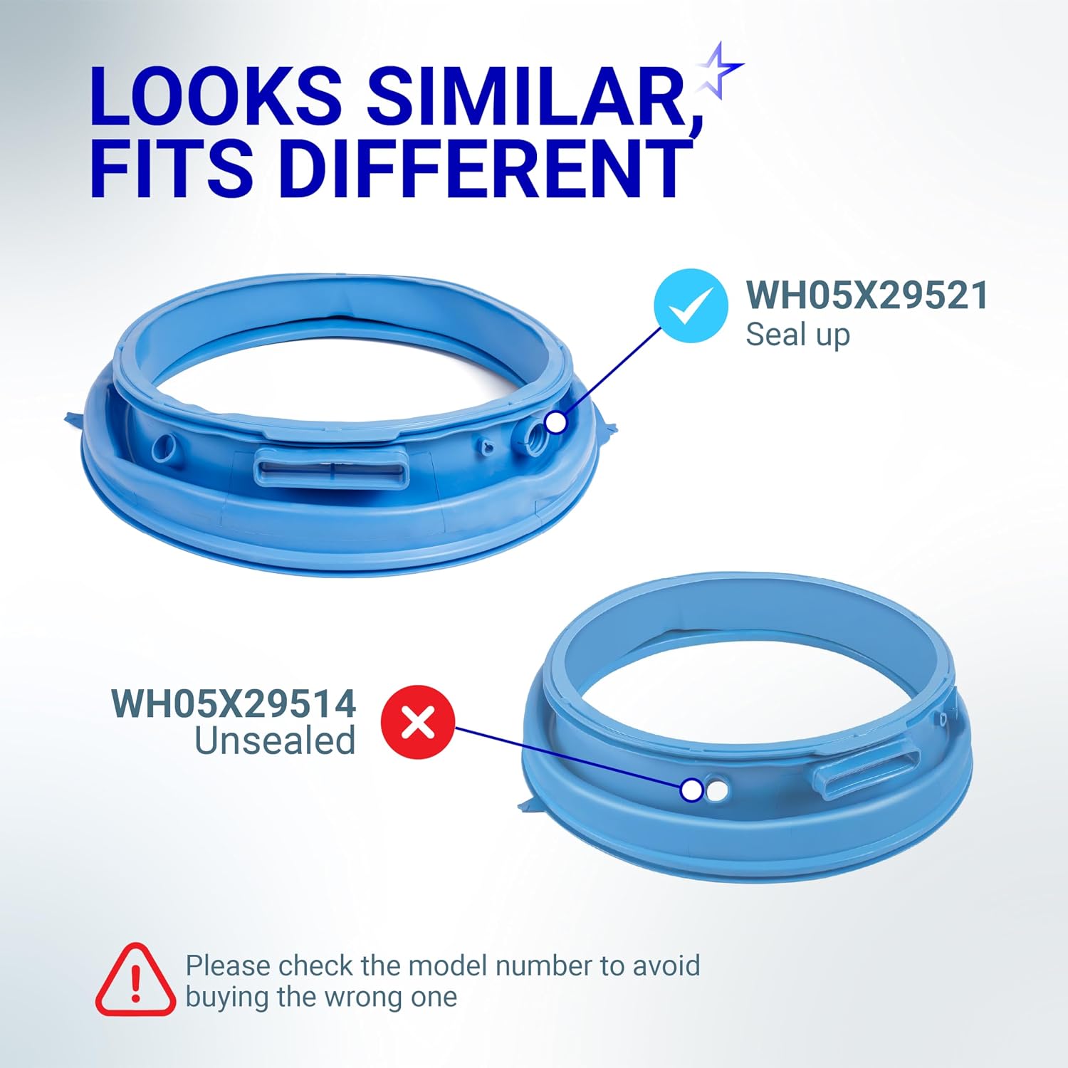 WH05X29521 Washer Door Gasket by BlueStars - Compatible with GE Washes GFW550SSN0WW GFW550SSN2WW GFW550SSN5WW GFW550SSN1WW GFW550SPR5RS GFW510SCN0WW - Replaces AP6983548 PS12743602 EAP12743602 4978358